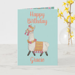 Alpaca nom personnalisé Carte d'anniversaire