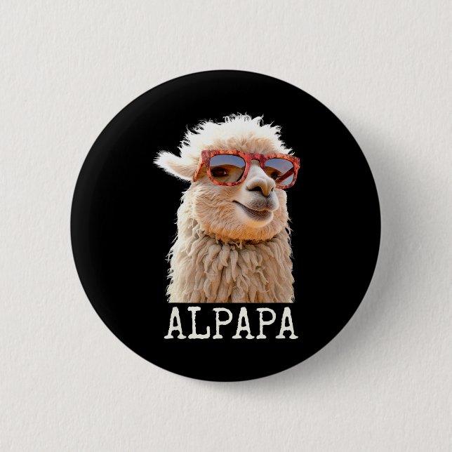 Alpaca Papa Alpapa Lama Daddy Cute Alpaca Dad Fath 2 Inch Round Button (Front)
