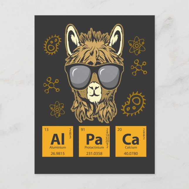 Alpaca Periodic Table Element Chemistry Postcard (Front)