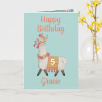 Alpaca personalized Age Birthday Card 