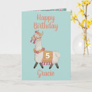 Alpaca personalized Age Birthday Card 