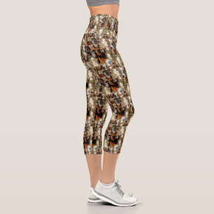 Alpaca Photo Collage, High Waist Capris Leggings