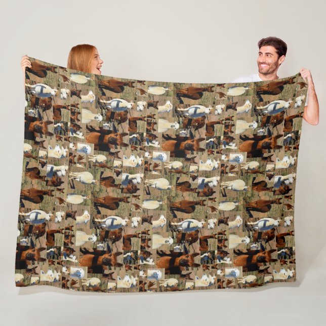 Alpaca Photo Collage, Large Fleece Blanket (In Situ)