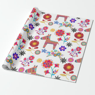 Alpaca Pinata and Flowers Wrapping Paper