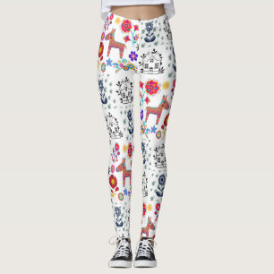 Alpaca Pinata With Blue House and Flowers Leggings