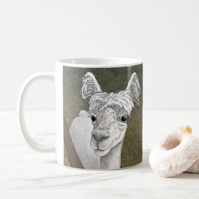 Alpaca Portrait 2 Coffee Mug (With Donut)
