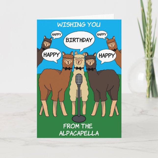 Alpaca Pun Alpacapella Bonne carte d'anniversaire (Devant)