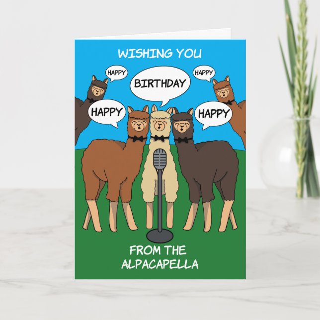Alpaca Pun Alpacapella Bonne carte d'anniversaire (Devant)