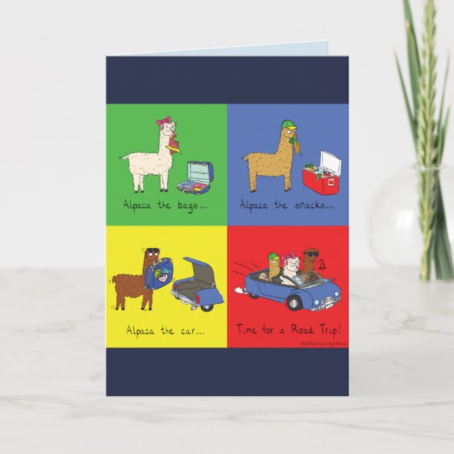 Alpaca Roadtrip Greeting Card (Front)