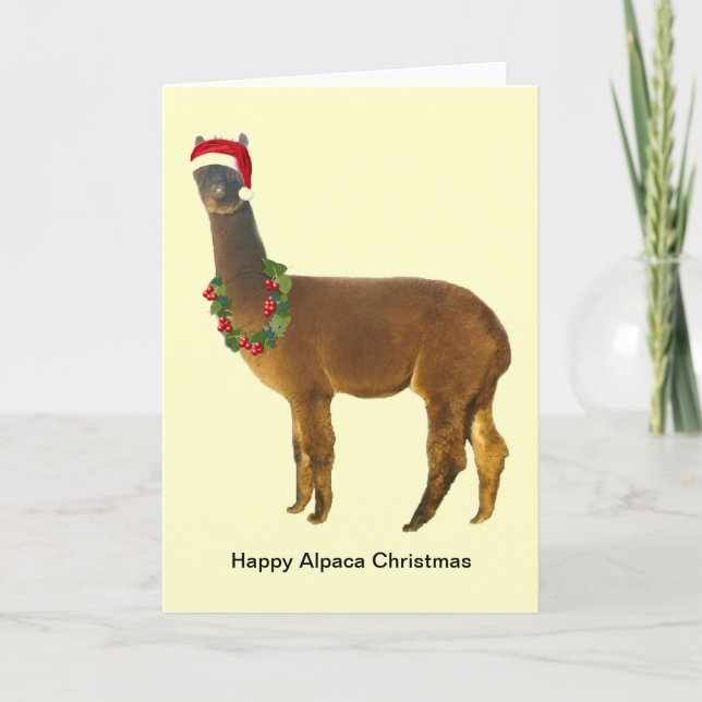 Alpaca Santa Holiday Card (Front)