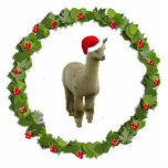 Alpaca Santa Photo Sculpture Ornament<br><div class="desc">This  Christmas ornament features a rose grey alpaca wearing a Santa hat inside a Christmas wreath</div>