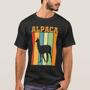 Alpaca Shadow Silhouette In Retro Colours T-Shirt