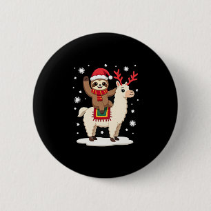 Alpaca Sloth Christmas (1) 2 Inch Round Button