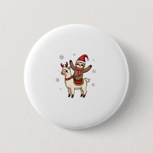 Alpaca Sloth Christmas (1) 2 Inch Round Button