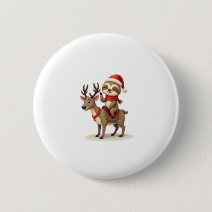 Alpaca Sloth Christmas (1) 2 Inch Round Button