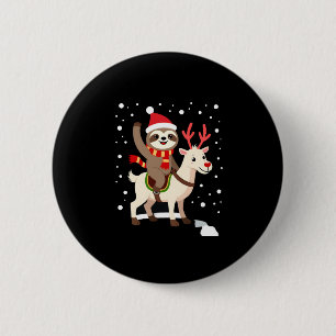 Alpaca Sloth Christmas (1) 2 Inch Round Button