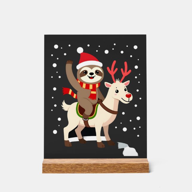 Alpaca Sloth Christmas (1) Acrylic Sign (Front)