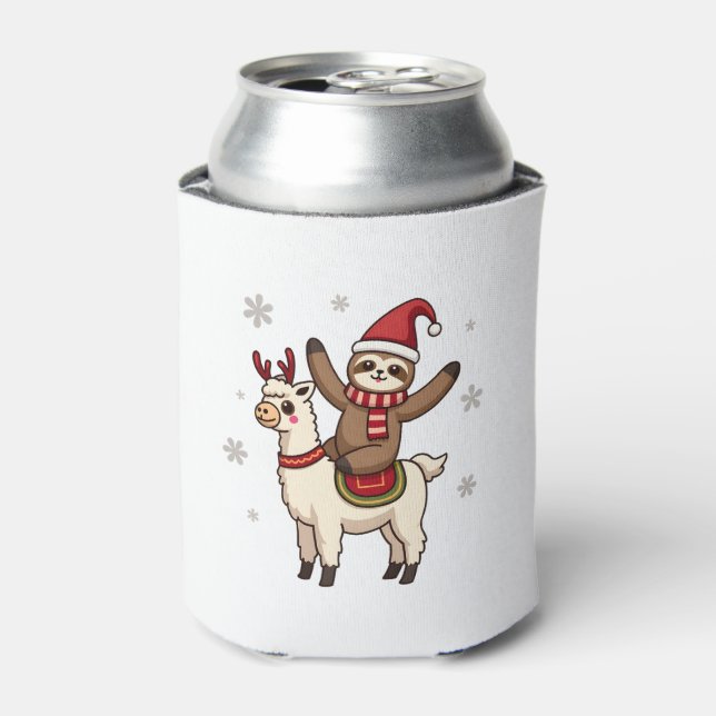 Alpaca Sloth Christmas (1) Can Cooler (Can Front)