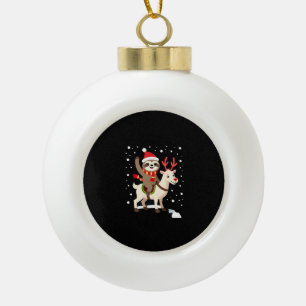 Alpaca Sloth Christmas (1) Ceramic Ball Christmas Ornament