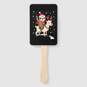 Alpaca Sloth Christmas (1) Hand Fan