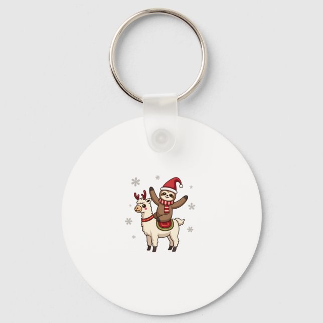 Alpaca Sloth Christmas (1) Keychain (Front)