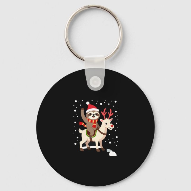 Alpaca Sloth Christmas (1) Keychain (Front)