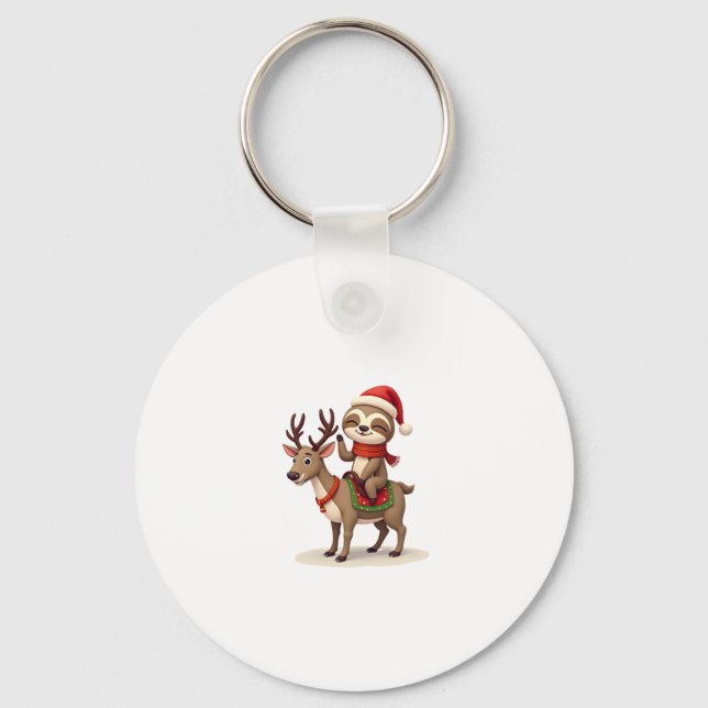 Alpaca Sloth Christmas (1) Keychain (Front)