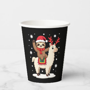 Alpaca Sloth Christmas (1) Paper Cups