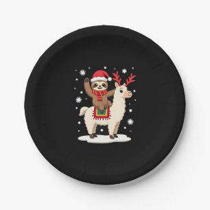 Alpaca Sloth Christmas (1) Paper Plate