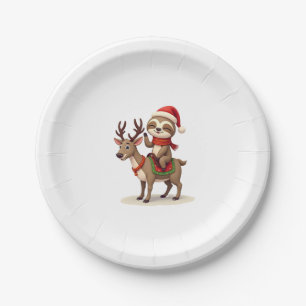 Alpaca Sloth Christmas (1) Paper Plate