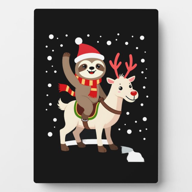 Alpaca Sloth Christmas (1) Plaque (Front)