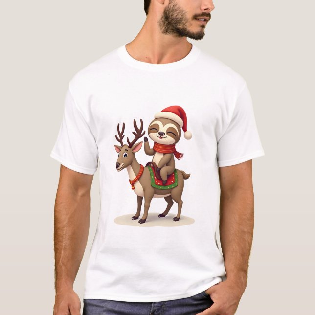 Alpaca Sloth Christmas (1) T-Shirt (Front)