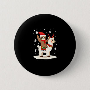 Alpaca Sloth Christmas (2) 2 Inch Round Button