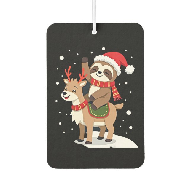 Alpaca Sloth Christmas (2) Air Freshener (Front)