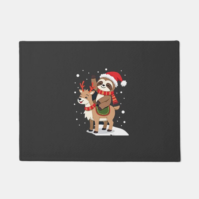 Alpaca Sloth Christmas (2) Doormat (Front)