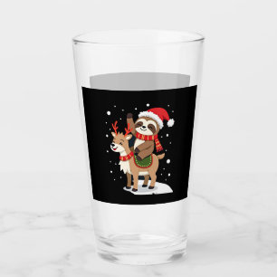 Alpaca Sloth Christmas (2) Glass