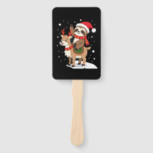 Alpaca Sloth Christmas (2) Hand Fan
