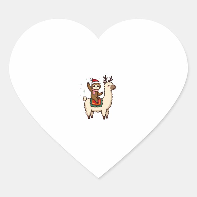 Alpaca Sloth Christmas (2) Heart Sticker (Front)