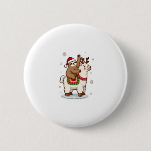 Alpaca Sloth Christmas 2 Inch Round Button