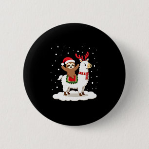 Alpaca Sloth Christmas 2 Inch Round Button