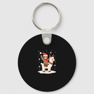 Alpaca Sloth Christmas (2) Keychain