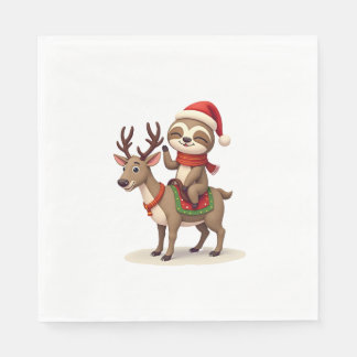 Alpaca Sloth Christmas (2) Napkin