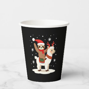 Alpaca Sloth Christmas (2) Paper Cups