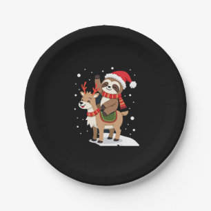 Alpaca Sloth Christmas (2) Paper Plate