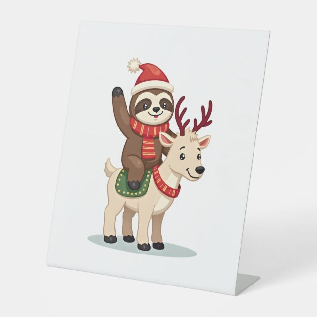 Alpaca Sloth Christmas (2) Pedestal Sign (Front)
