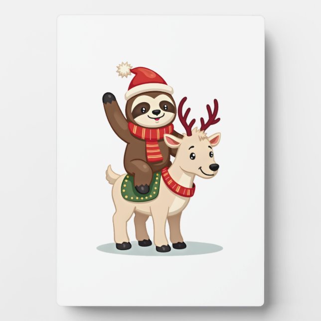 Alpaca Sloth Christmas (2) Plaque (Front)
