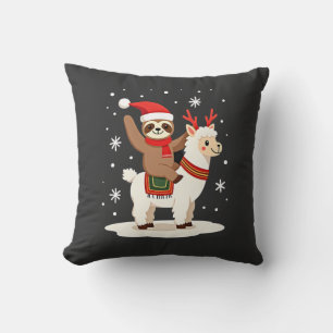 Alpaca Sloth Christmas (2) Throw Pillow