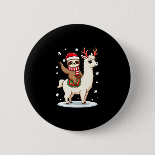 Alpaca Sloth Christmas (3) 2 Inch Round Button