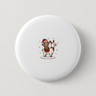 Alpaca Sloth Christmas (3) 2 Inch Round Button