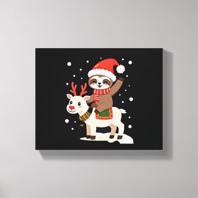 Alpaca Sloth Christmas (3) Canvas Print (Front)
